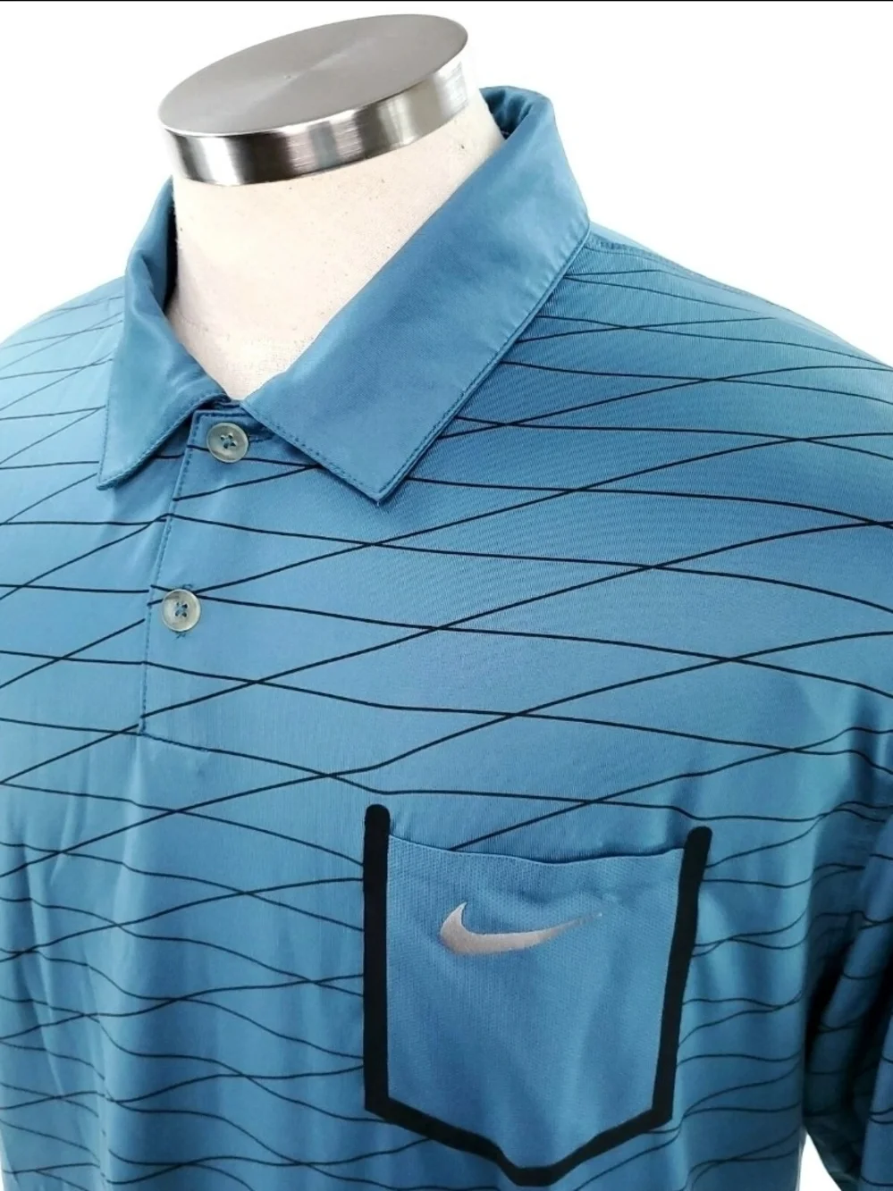 Nike Polo Shirt Golf Mens XL Dri Fit Teal Short Sleeve Pocket